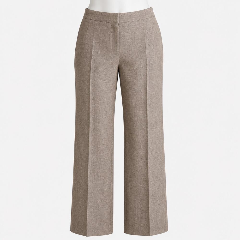 Lafayette 148 New York, Brown, Wool Blend Straight Leg Trousers, Size 6